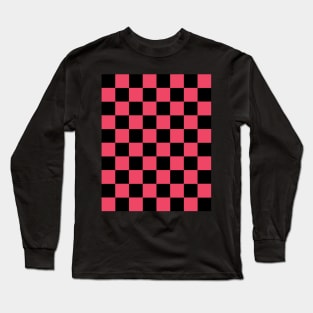 Blush and Black Chessboard Pattern Long Sleeve T-Shirt